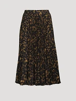 Pleated Midi Skirt Tortoise Print