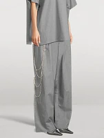 Phebe Wide-Leg Trousers With Crystal Wallet Chain