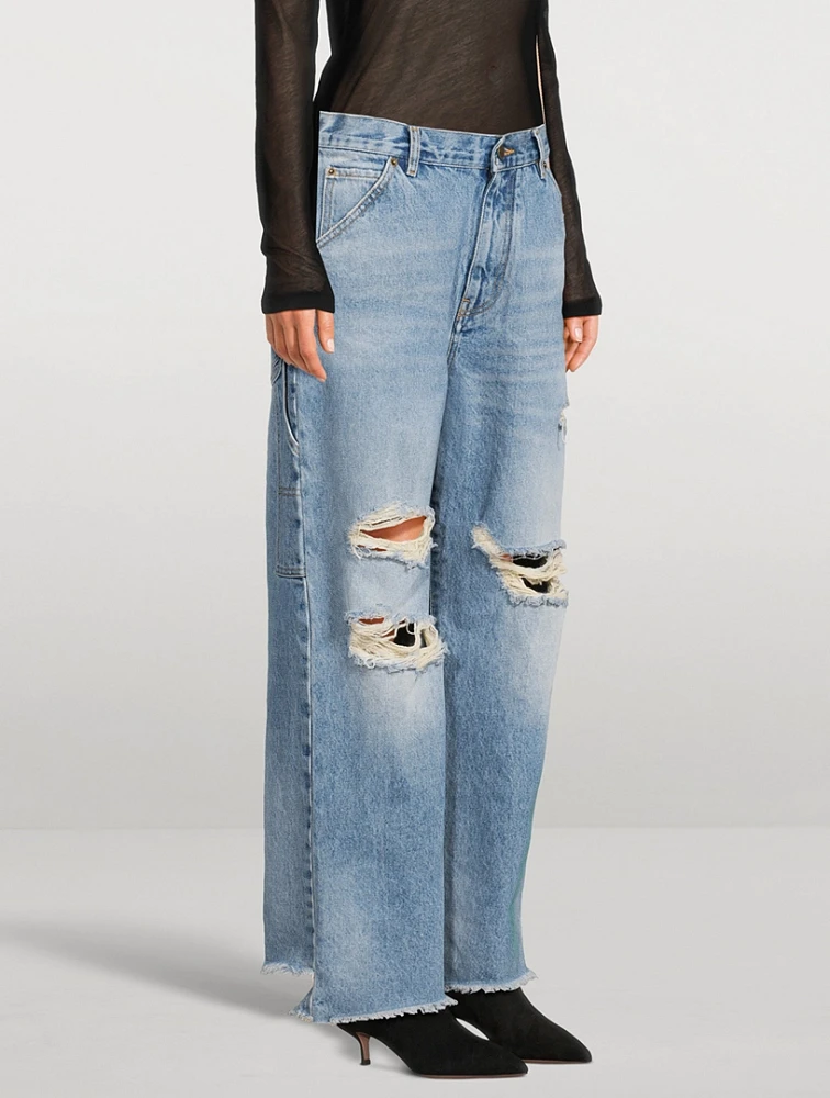 Lisa Crystal-Embellished Wide-Leg Carpenter Jeans