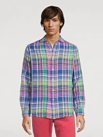 Linen Shirt Plaid Print