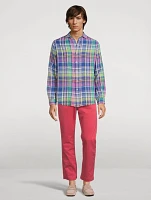 Linen Shirt Plaid Print