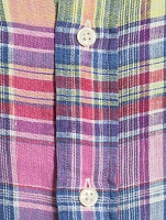 Linen Shirt Plaid Print