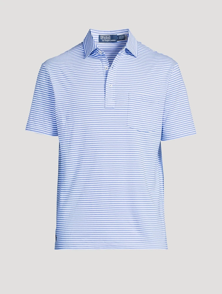 Cotton Short-Sleeve Polo Striped Print
