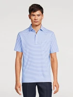 Cotton Short-Sleeve Polo Striped Print