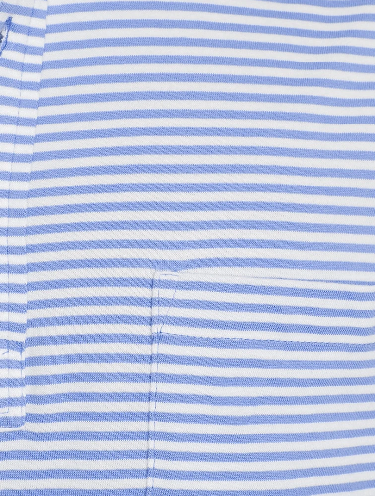 Cotton Short-Sleeve Polo Striped Print