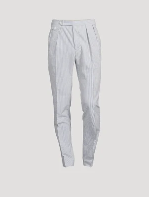 Pleated Seersucker Suit Pants