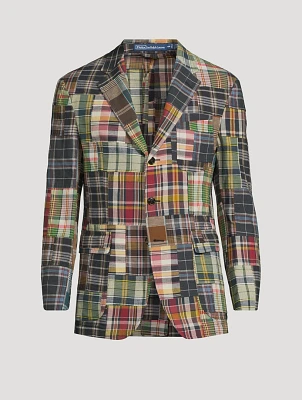 Soft Tailored Suit Jacket Plaid Print