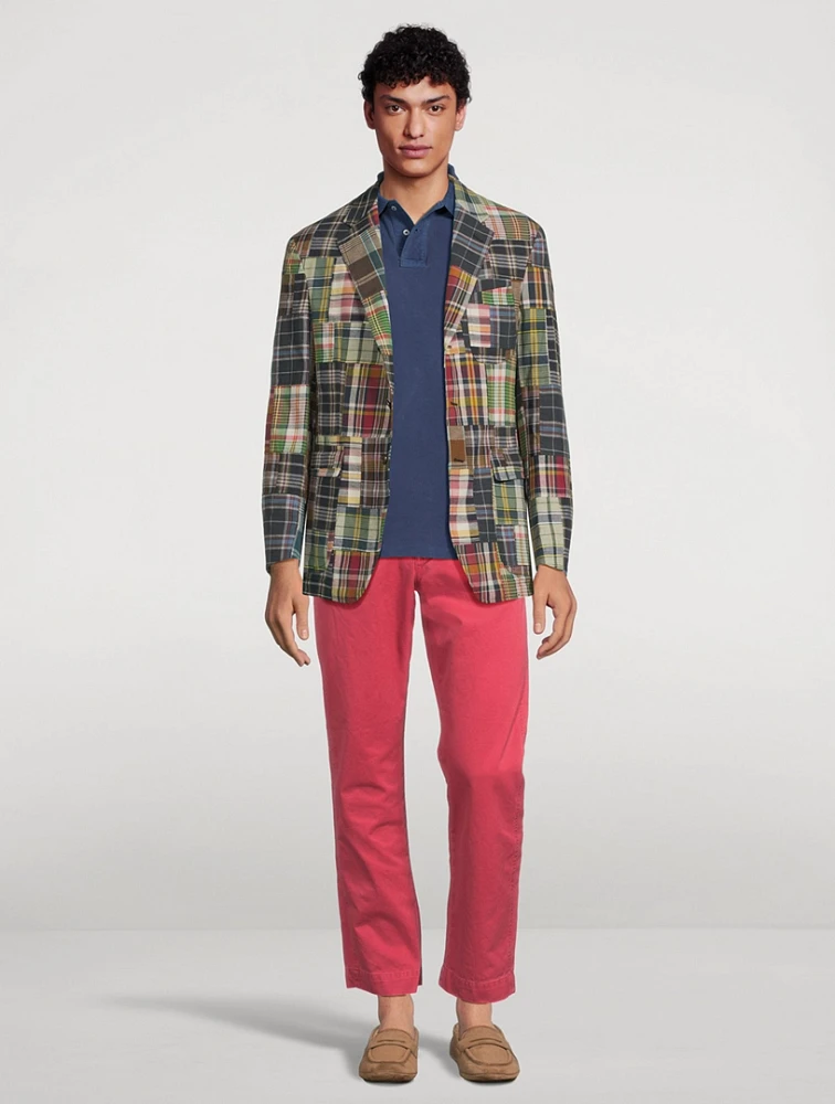 Soft Tailored Suit Jacket Plaid Print