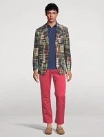 Soft Tailored Suit Jacket Plaid Print