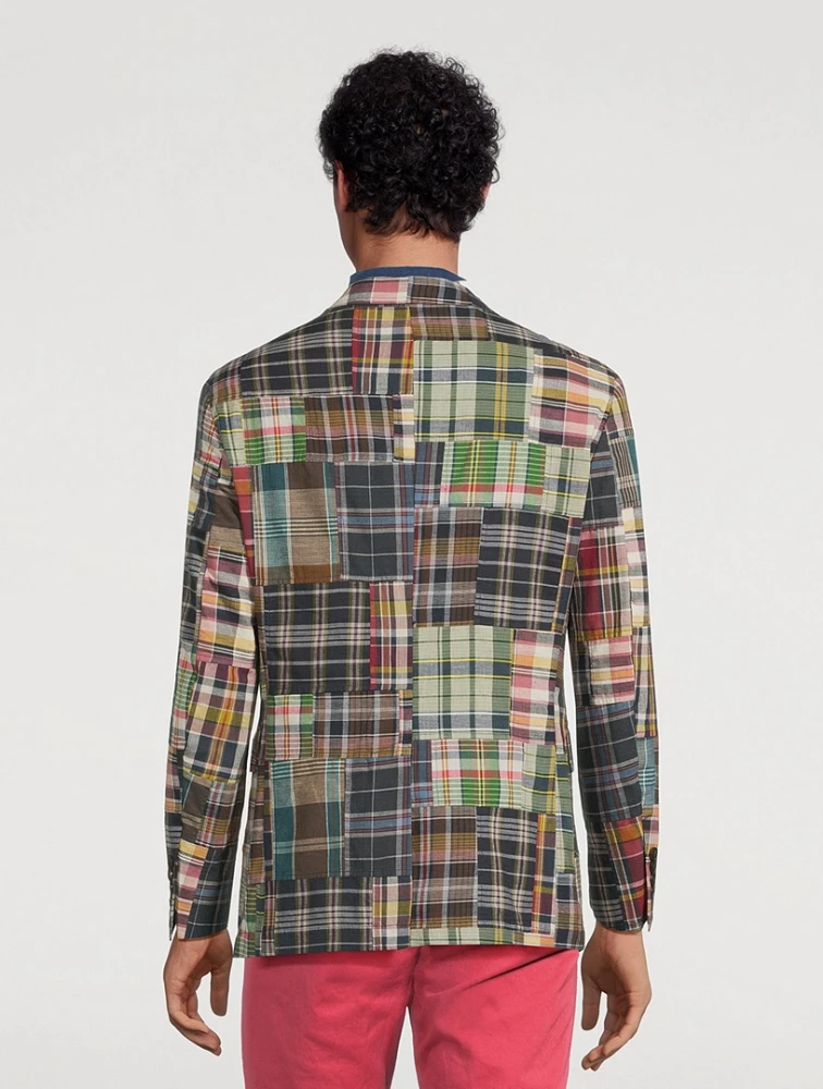 Soft Tailored Suit Jacket Plaid Print
