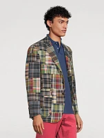 Soft Tailored Suit Jacket Plaid Print