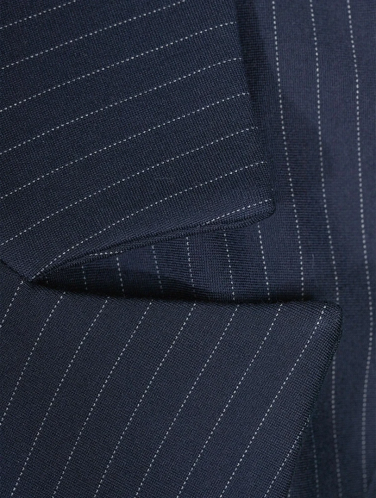 Double-Breasted Blazer Dress Pinstripe Print