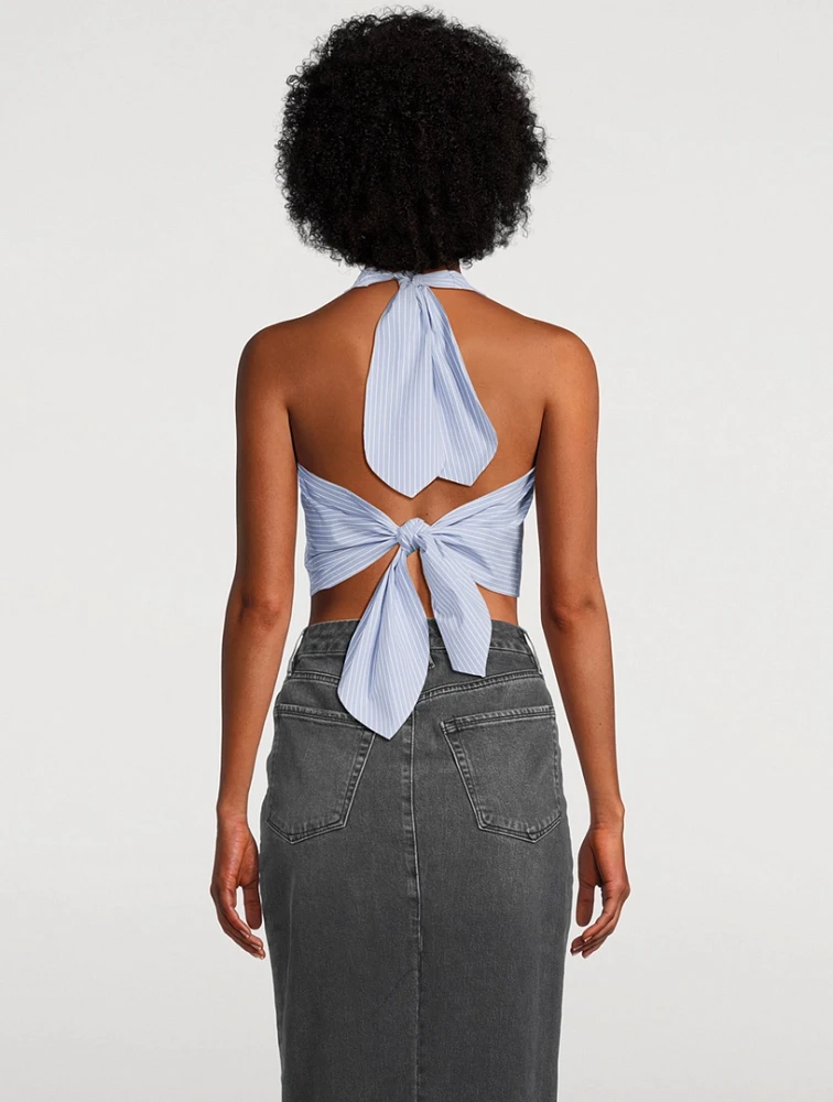 Poplin Halter Vest Pinstripe Print