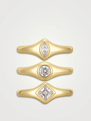 Bijoux Bezel Three-Piece Ring Set