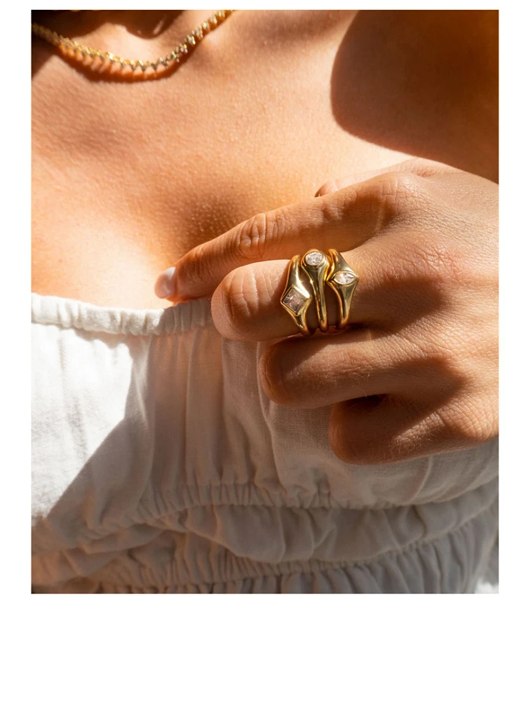 Bijoux Bezel Three-Piece Ring Set