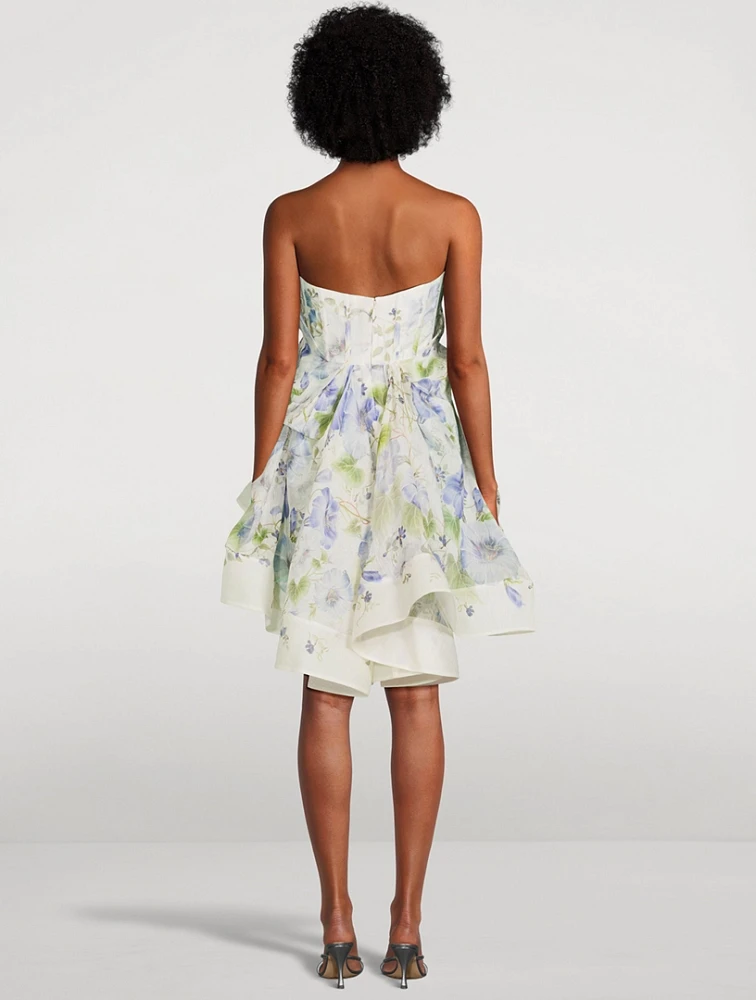 Natura Asymmetric Mini Dress In Floral Print