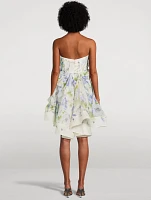 Natura Asymmetric Mini Dress In Floral Print