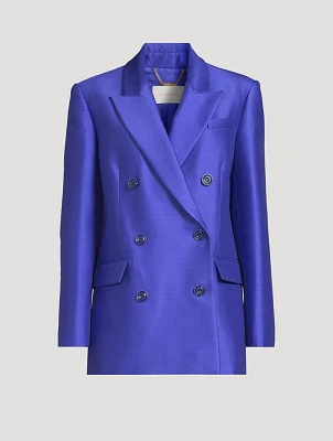 Natura Wool And Silk Double-Breasted Blazer