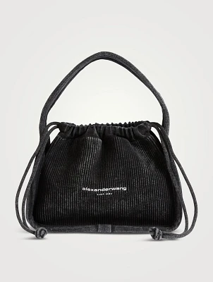 Small Ryan Rib-Knit Denim Shoulder Bag