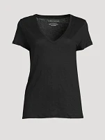 Stretch-Linen V-Neck T-Shirt