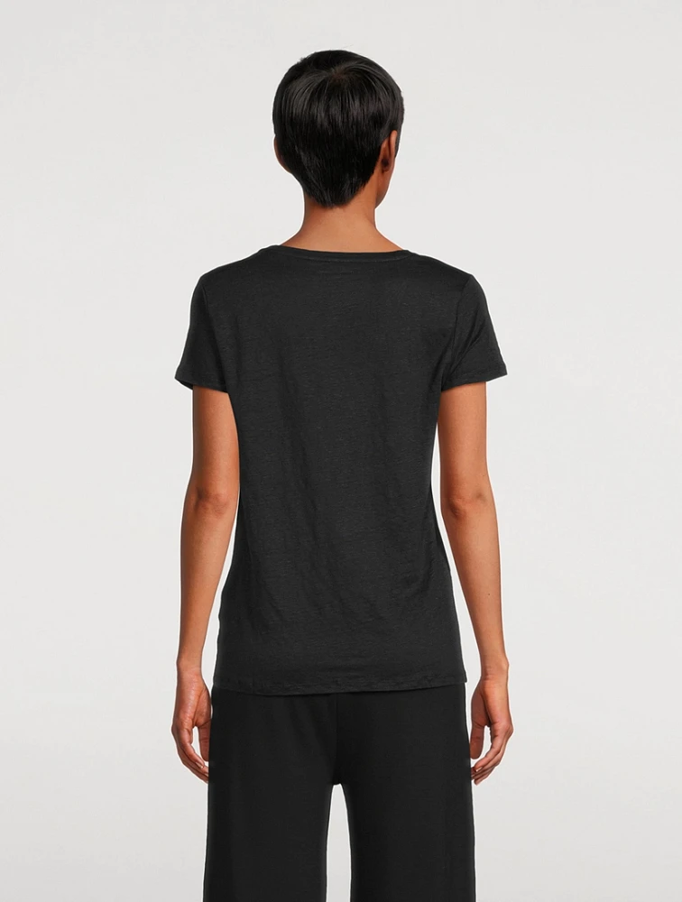 Stretch-Linen V-Neck T-Shirt