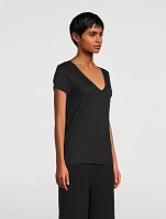 Stretch-Linen V-Neck T-Shirt