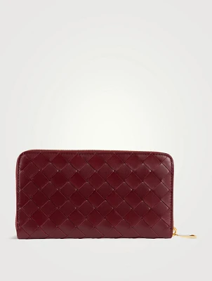 Intrecciato Leather Zip-Around Wallet