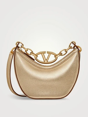 Mini VLOGO Moon Metallic Leather Shoulder Bag