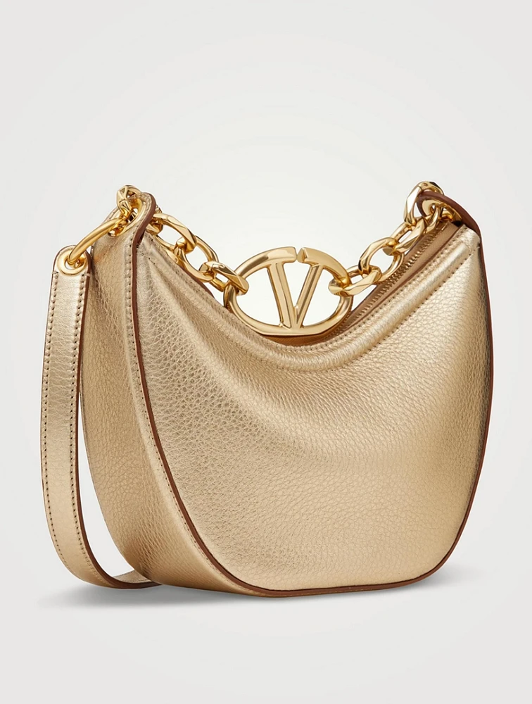 Mini VLOGO Moon Metallic Leather Shoulder Bag