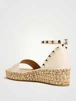 Rockstud Leather Espadrille Wedge Sandals