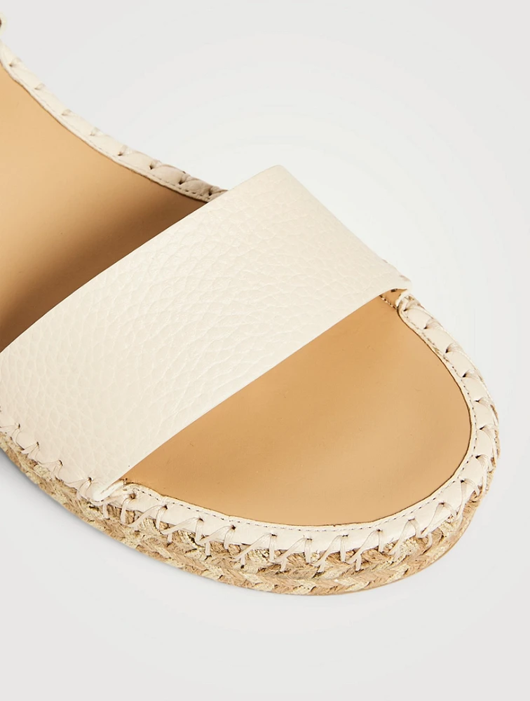 Rockstud Leather Espadrille Wedge Sandals