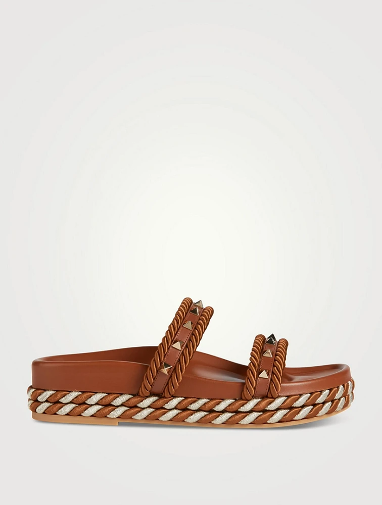 Rockstud Torchon Canvas Espadrille Slide Sandals