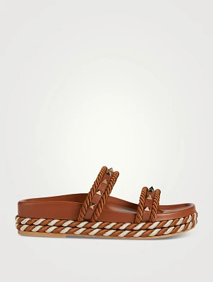 Rockstud Torchon Canvas Espadrille Slide Sandals