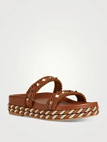 Rockstud Torchon Canvas Espadrille Slide Sandals
