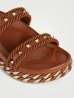 Rockstud Torchon Canvas Espadrille Slide Sandals