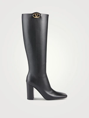 VLOGO Leather Knee-High Boots