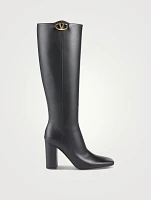 VLOGO Leather Knee-High Boots