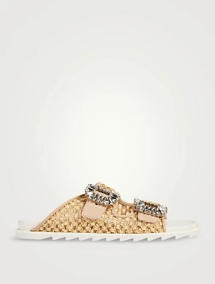 Slidy Viv' Strass Raffia Slide Sandals