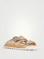 Slidy Viv' Strass Raffia Slide Sandals