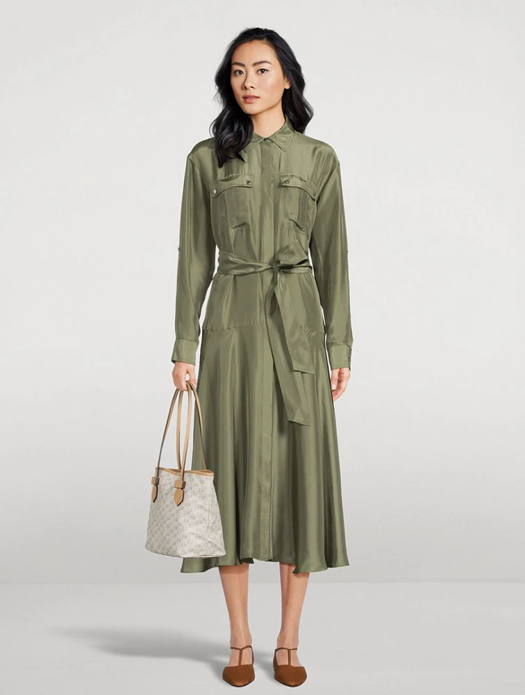 Camille Silk Midi Shirt Dress