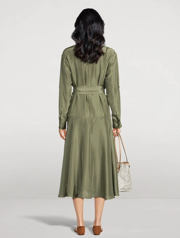 Camille Silk Midi Shirt Dress