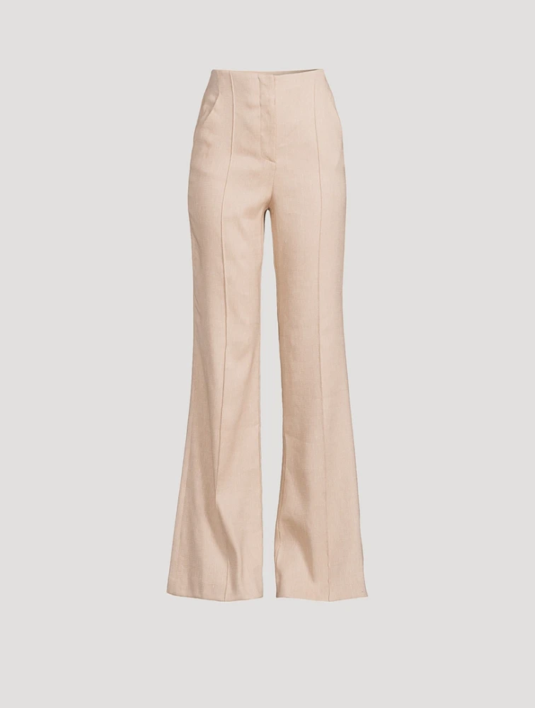 Komi Linen-Blend Flare Pants