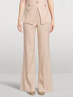 Komi Linen-Blend Flare Pants