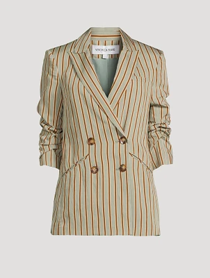 Kiernan Dickey Double-Breasted Blazer Stripe Print