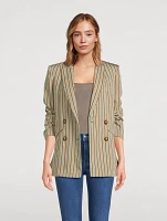 Kiernan Dickey Double-Breasted Blazer Stripe Print