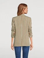 Kiernan Dickey Double-Breasted Blazer Stripe Print