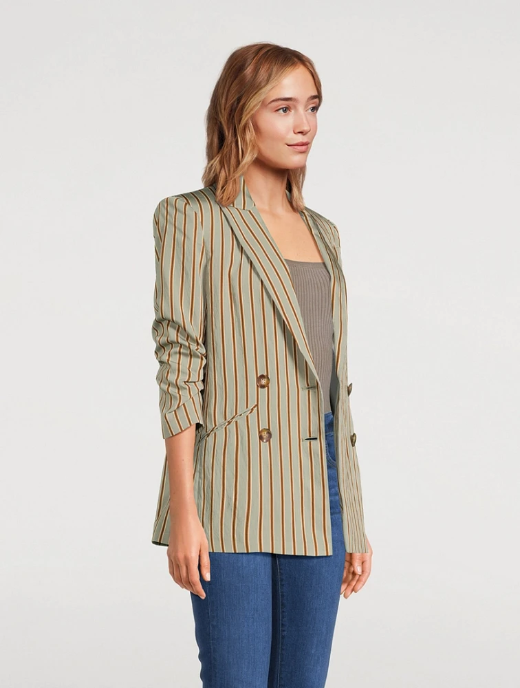 Kiernan Dickey Double-Breasted Blazer Stripe Print