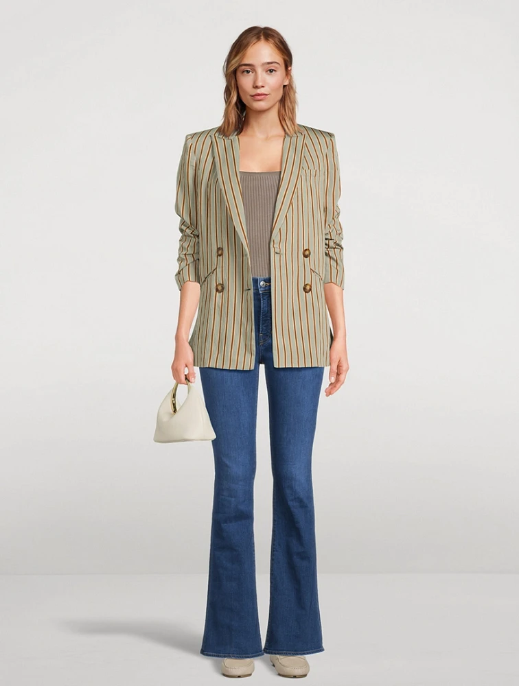 Kiernan Dickey Double-Breasted Blazer Stripe Print