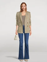Kiernan Dickey Double-Breasted Blazer Stripe Print