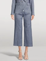 Aubrie Linen-Blend Crop Wide-Leg Pants